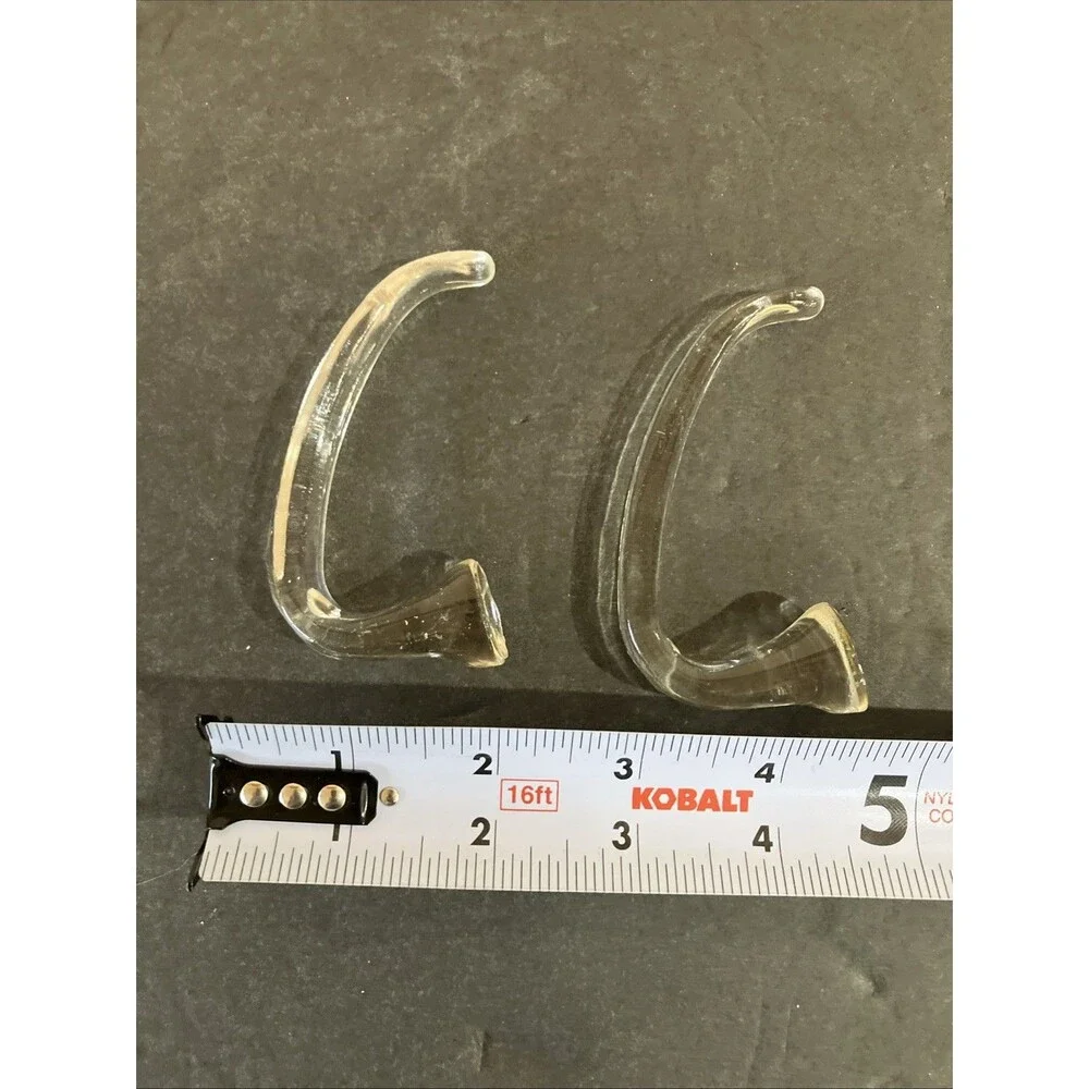 2 Vintage Mid Century Modern Clear Glass Towel Robe Coat Hooks